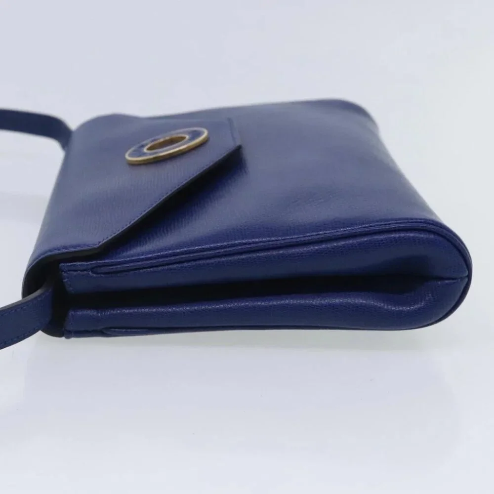 CELINE Shoulder Bag Leather Blue Gold Auth 94799V - Picture 5 of 15